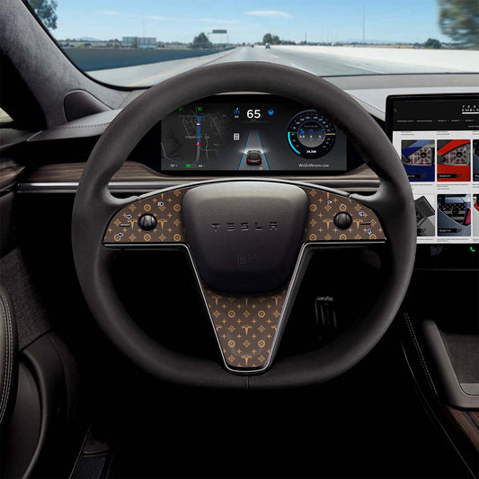 Designer Pattern Tesla Edition Tesla Steering Wheel Trim Decal Kit (3pcs) | MX ’21-26 - Tesla Emblems