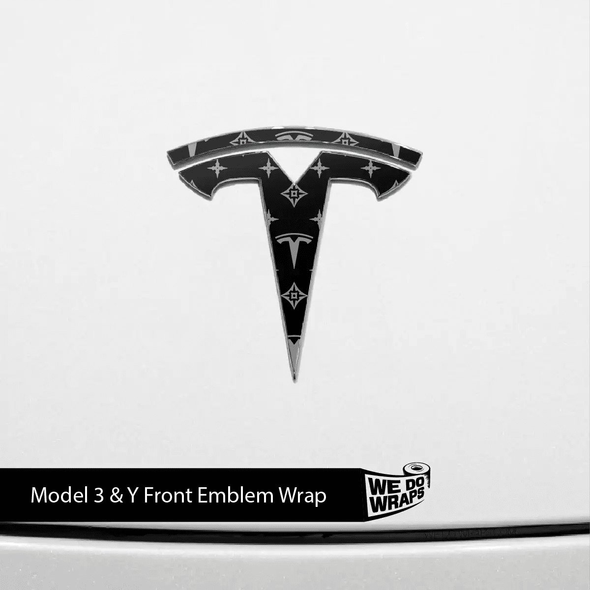 Designer Tesla Edition Pattern Tesla Emblem Decals (Front + Back) | Model 3 - Tesla Emblems