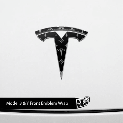 Designer Tesla Edition Pattern Tesla Emblem Decals (Front + Back) | Model 3 - Tesla Emblems