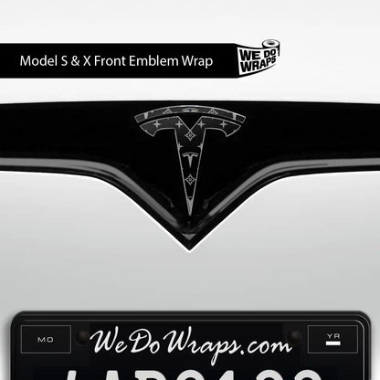 Designer Tesla Edition Pattern Tesla Emblem Decals (Front + Back) | Model S - Tesla Emblems