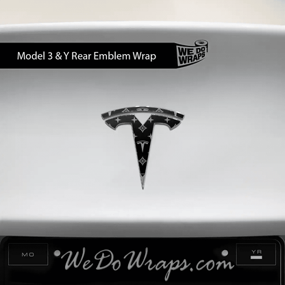 Designer Tesla Edition Pattern Tesla Emblem Decals (Front + Back) | Model 3 - Tesla Emblems