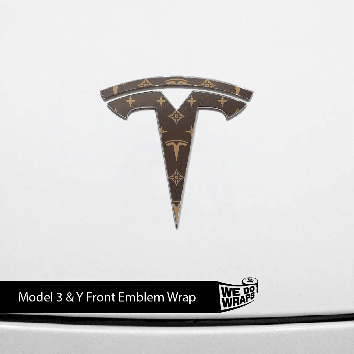 Designer Tesla Edition Pattern Tesla Emblem Decals (Front + Back) | Model 3 - Tesla Emblems