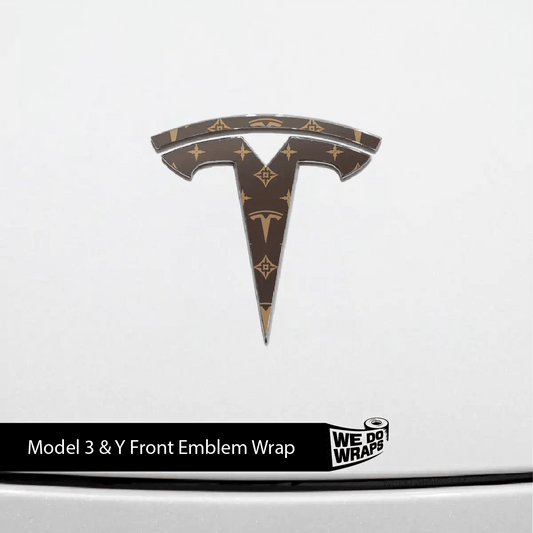 Designer Tesla Edition Pattern Tesla Emblem Decals (Front + Back) | Model 3 - Tesla Emblems
