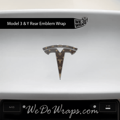 Designer Tesla Edition Pattern Tesla Emblem Decals (Front + Back) | Model 3 - Tesla Emblems