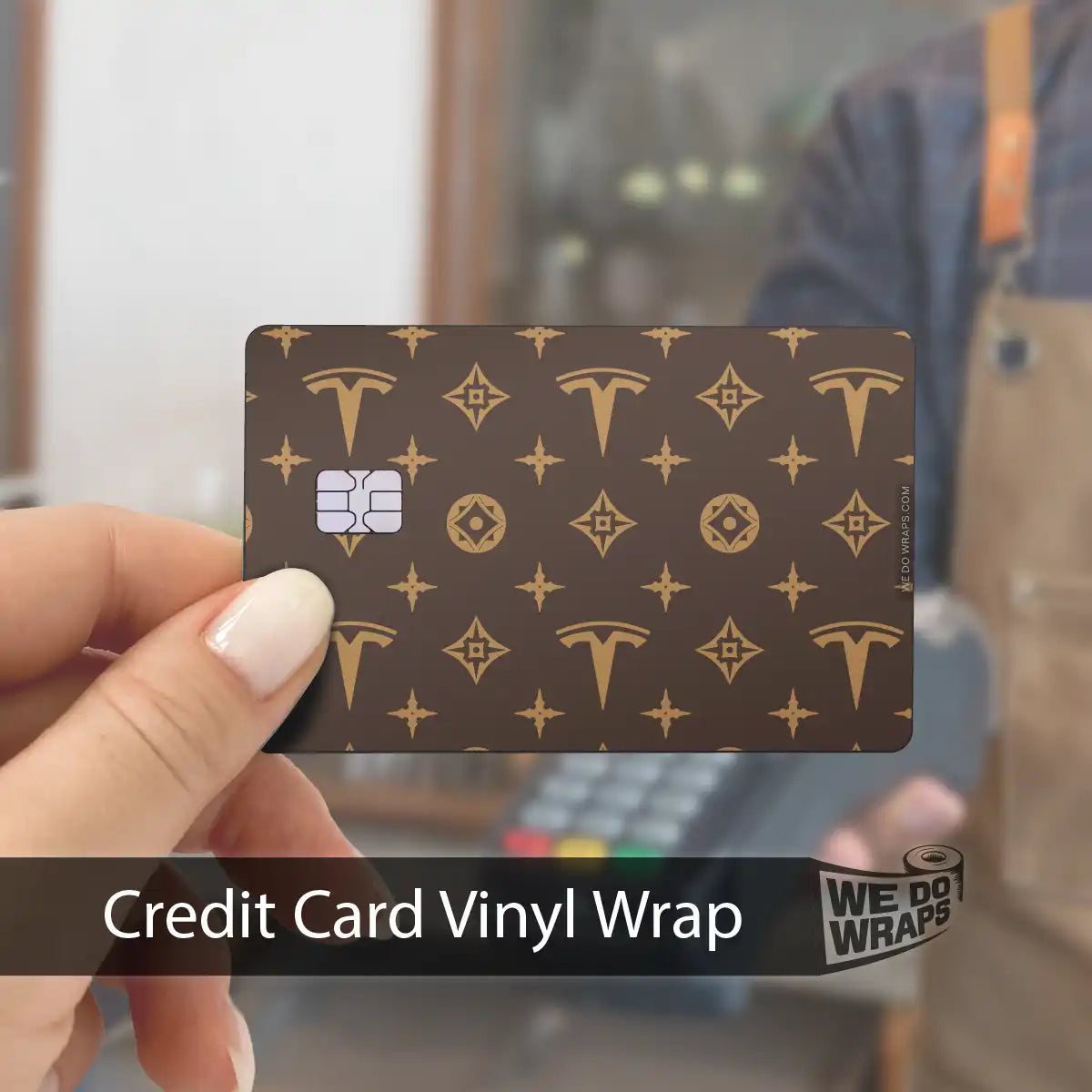 Designer Tesla Edition LV Pattern | NFC Key Card Wrap - Tesla Emblems