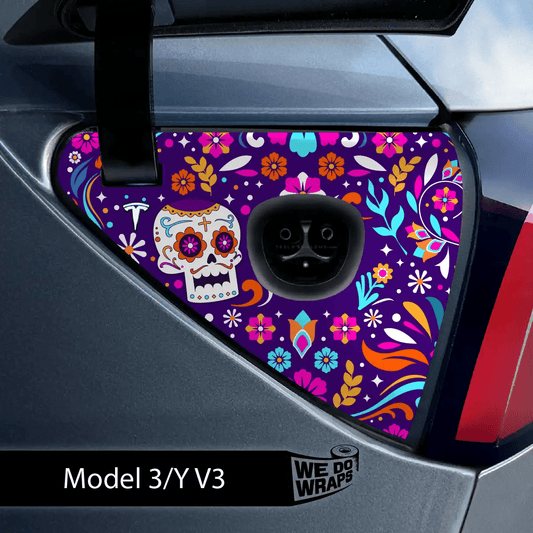 Día de Muertos Tesla Charge Port Wrap | Model Y - Tesla Emblems