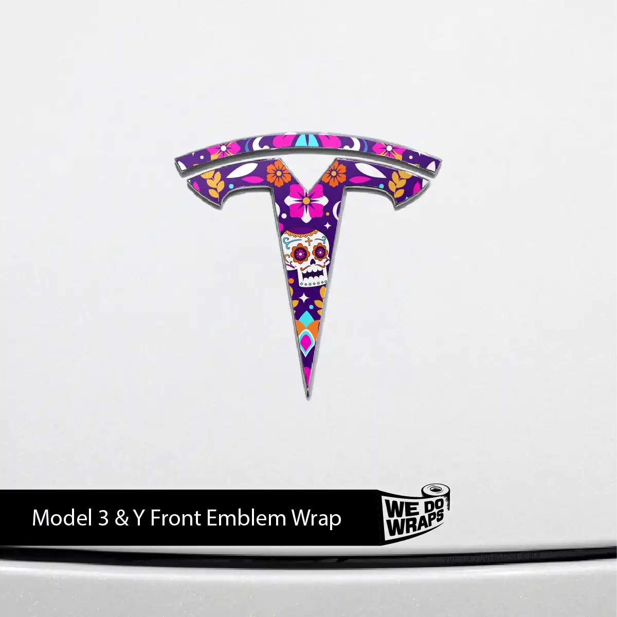 Día de Muertos Tesla Emblem Decals (Front + Back) | Model 3