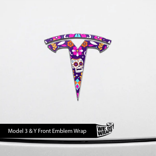 Día de Muertos Tesla Emblem Decals (Front + Back) | Model Y - Tesla Emblems