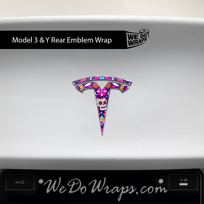 Día de Muertos Tesla Emblem Decals (Front + Back) | Model 3