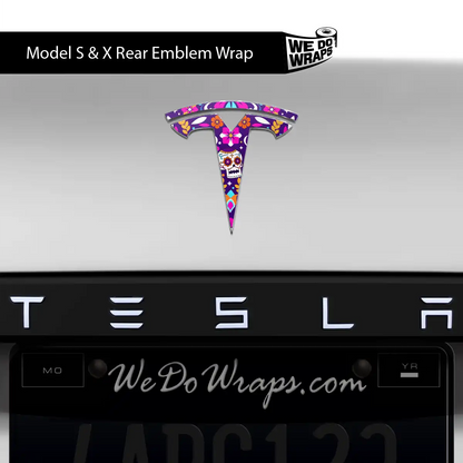 Día de Muertos Tesla Emblem Decals (Front + Back) | Model S
