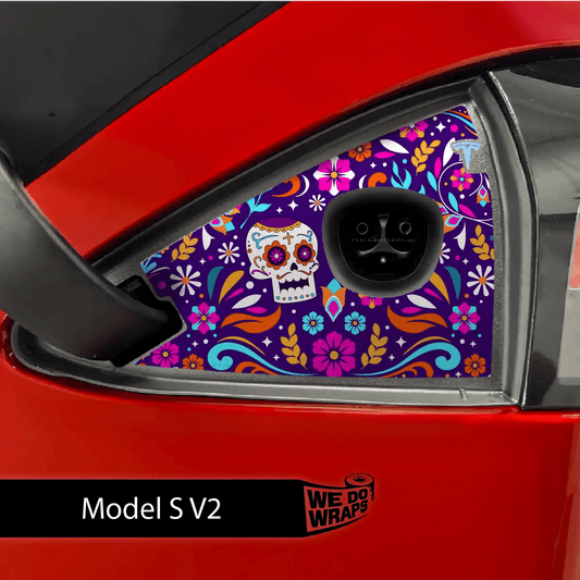 Día de Muertos Tesla Charge Port Wrap | Model S - Tesla Emblems