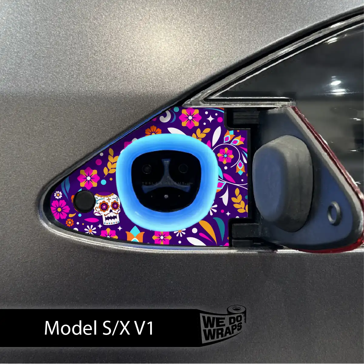 Día de Muertos Tesla Charge Port Wrap | Model S