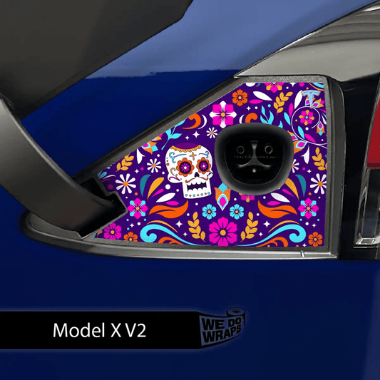 Día de Muertos Tesla Charge Port Wrap | Model X - Tesla Emblems