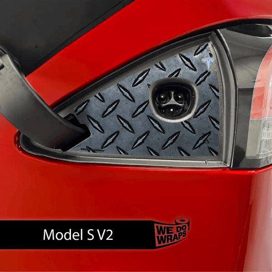 Diamond Plate Charge Port Wrap | Model S - Tesla Emblems
