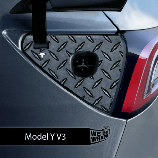 Diamond Plate Charge Port Wrap | Model Y - Tesla Emblems