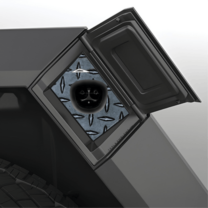 Diamond Plate Charge Port Wrap - Tesla Emblems