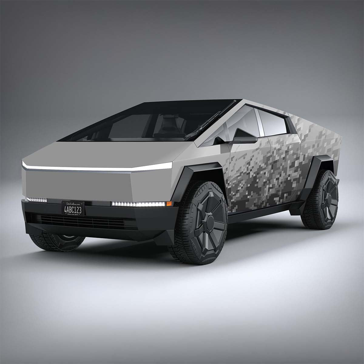 Digital Destruction Camo - Tesla Cybertruck DIY Precut Kit - Tesla Emblems