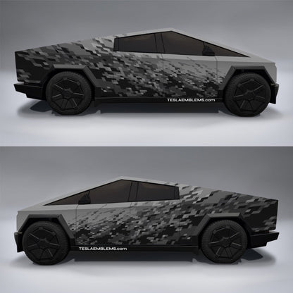 Digital Destruction Camo - Tesla Cybertruck DIY Precut Kit - Tesla Emblems