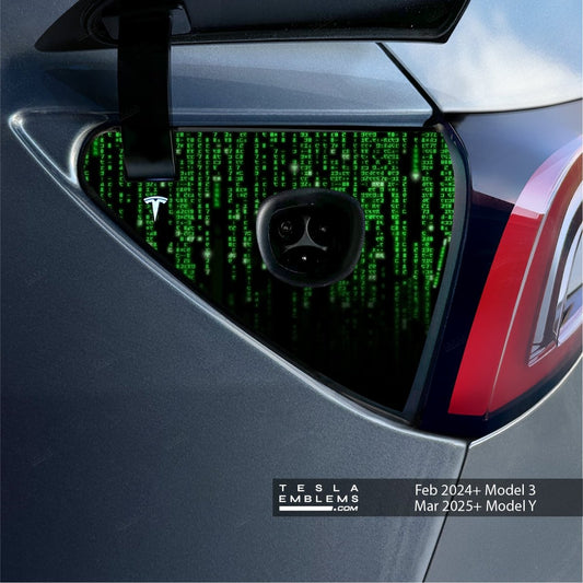 Digital Rain Matrix Code Charge Port Wrap | Model Y - Tesla Emblems