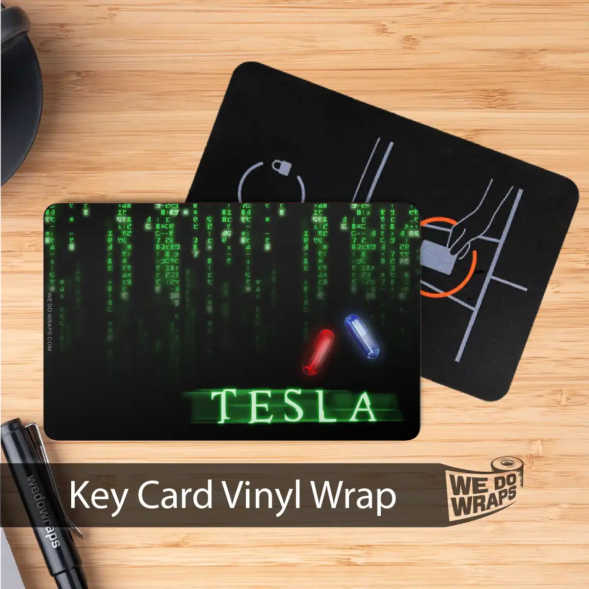 Digital Rain Matrix Pill | NFC Key Card Wrap - Tesla Emblems