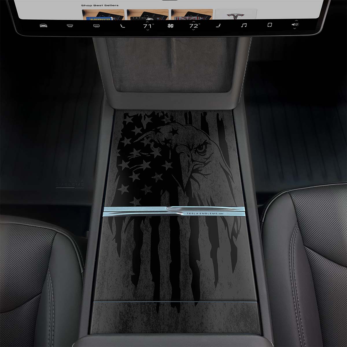 Distressed American Eagle Flag Tesla Center Console Wrap Kit | 2024+ Model 3 "Highland" - Tesla Emblems