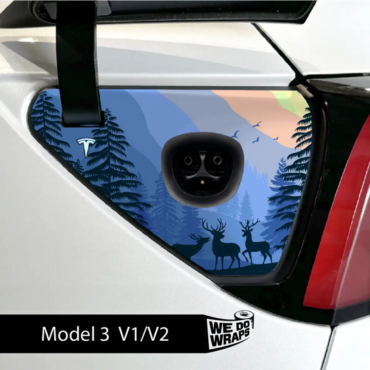 Distracted Elk Tesla Charge Port Wrap | Model 3 - Tesla Emblems