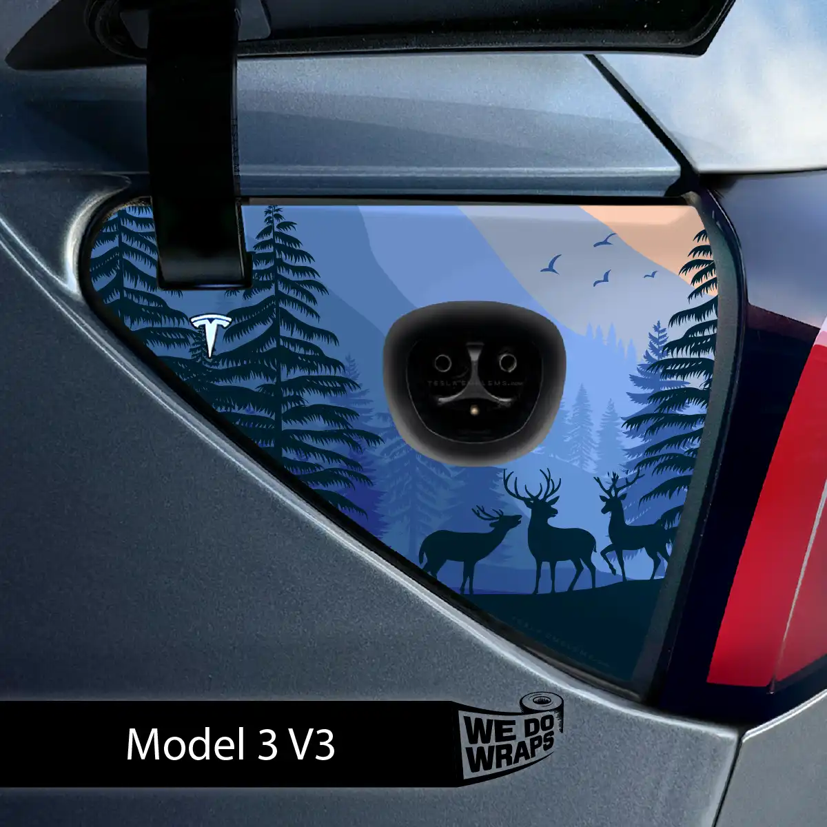 Distracted Elk Tesla Charge Port Wrap | Model 3 - Tesla Emblems