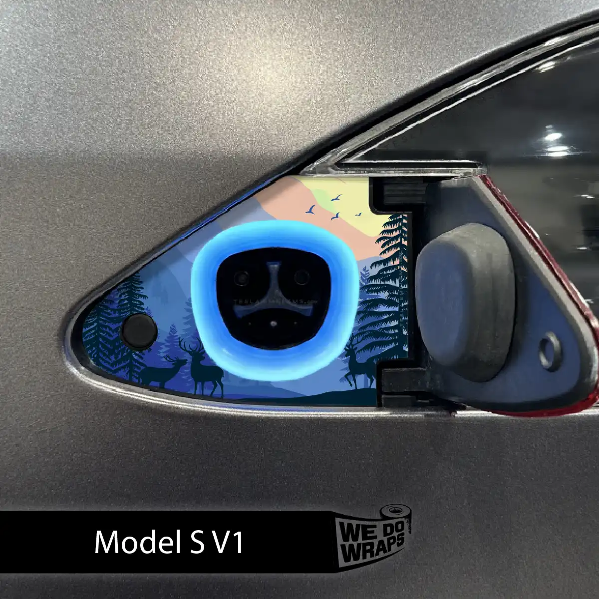 Distracted Elk Tesla Charge Port Wrap | Model S - Tesla Emblems