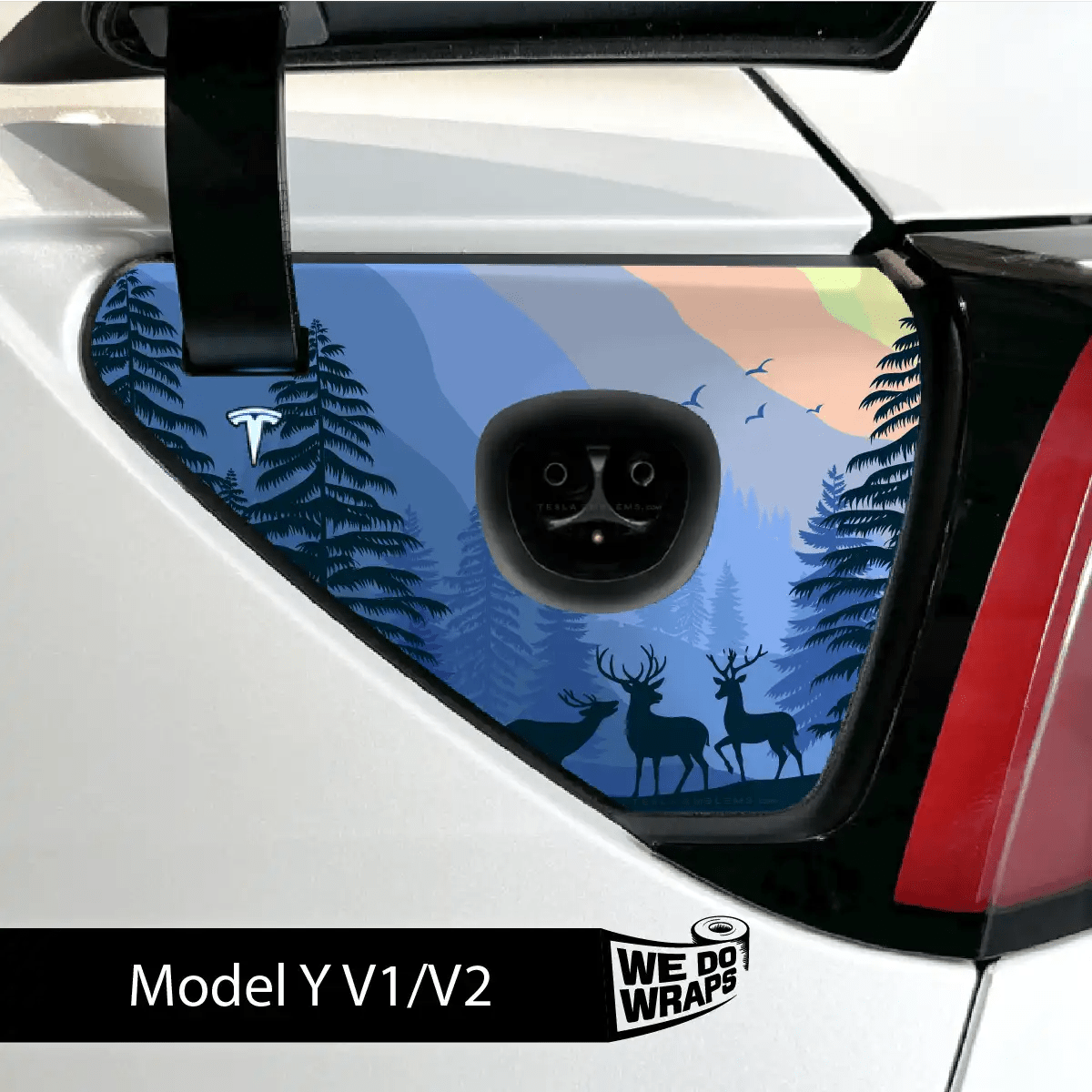 Distracted Elk Tesla Charge Port Wrap | Model Y - Tesla Emblems