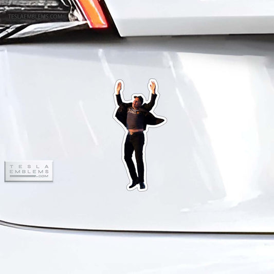 Elon Jumping Vinyl Decal Sticker - Tesla Emblems