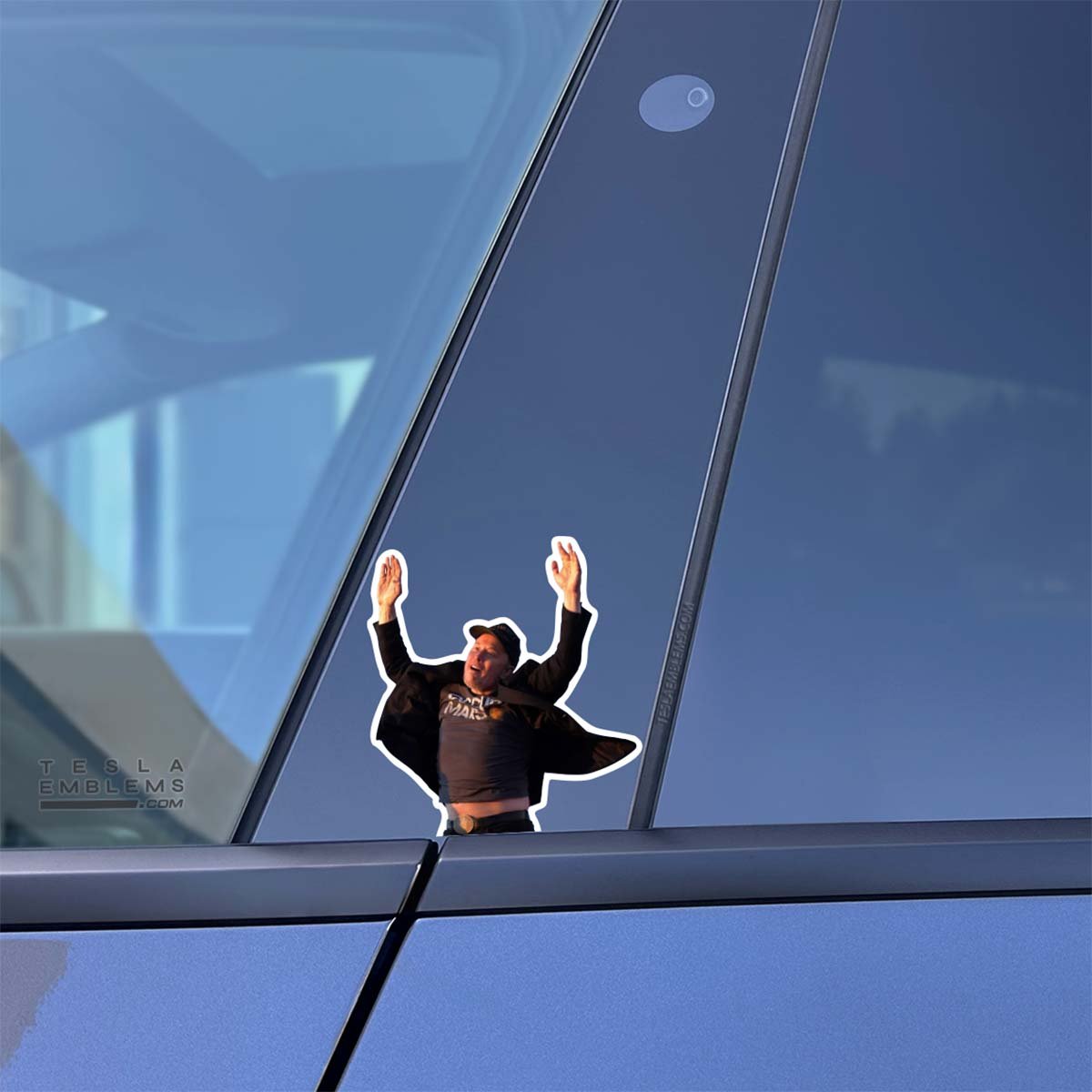 Elon Jumping | Window Vinyl Decal/Sticker - Tesla Emblems
