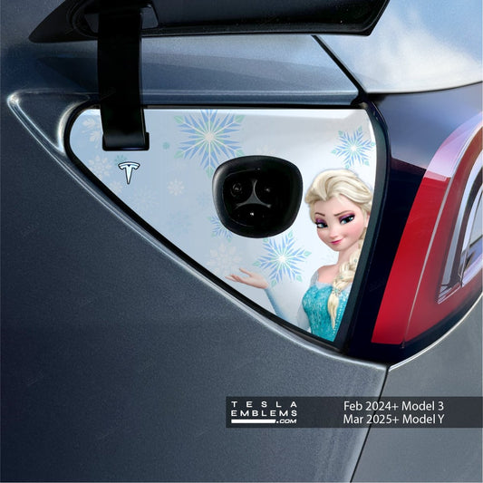 Frozen Elsa Tesla Charge Port Wrap | Model Y - Tesla Emblems