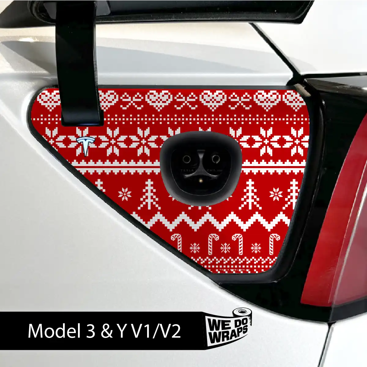Fair Isle Tesla Charge Port Wrap | Model 3