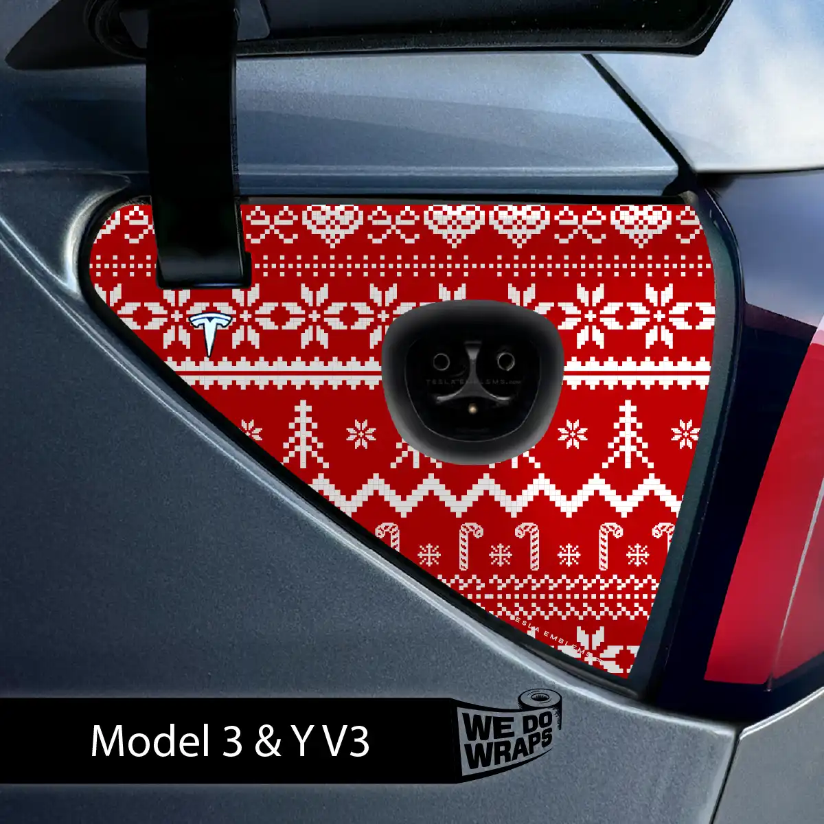 Fair Isle Tesla Charge Port Wrap | Model 3