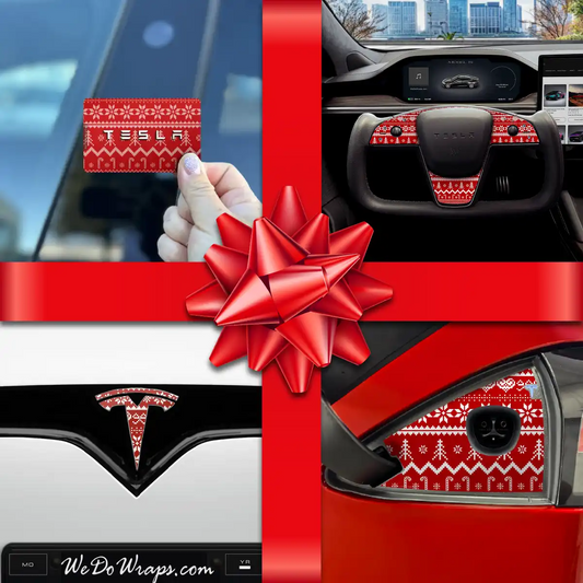 Holiday Bundle Fair Isle Tesla Wrap Kit | Model S - Tesla Emblems