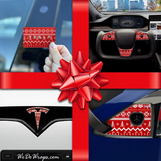 Holiday Bundle Fair Isle Tesla Wrap Kit | Model X - Tesla Emblems