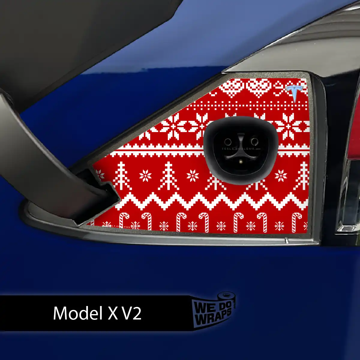 Fair Isle Tesla Charge Port Wrap | Model X - Tesla Emblems