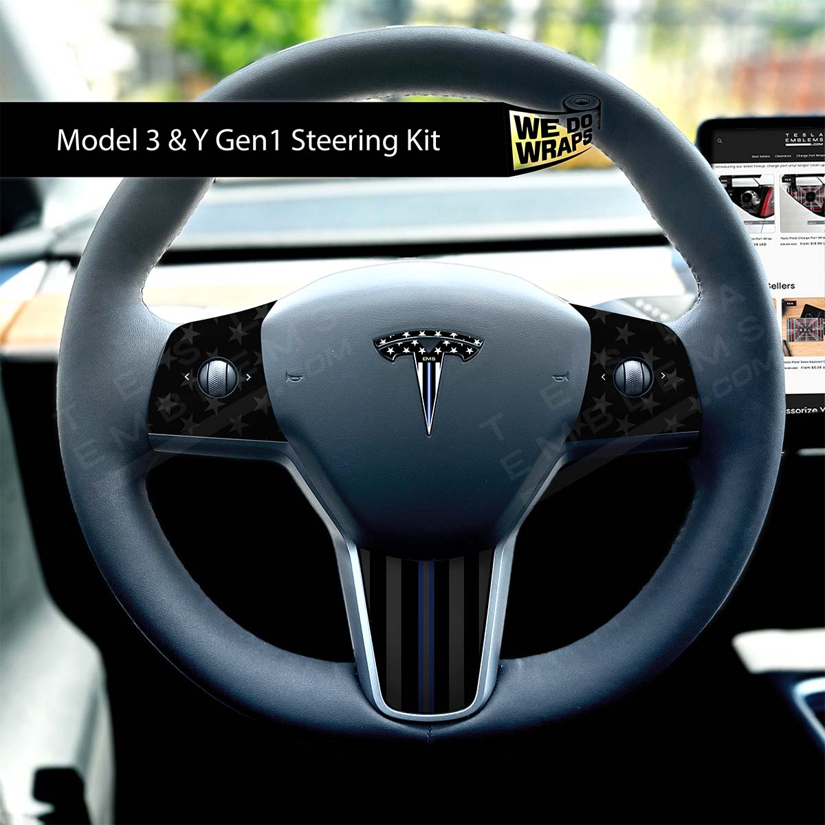 First Responders EMS Tesla Steering Wheel Trim Decal Kit (4pcs) | M3 2017 - Jan 2024 - Tesla Emblems