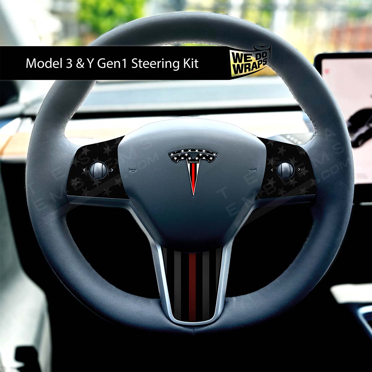 First Responders Firefighter Tesla Steering Wheel Trim Decal Kit (4pcs) | M3 2017 - Jan 2024 - Tesla Emblems