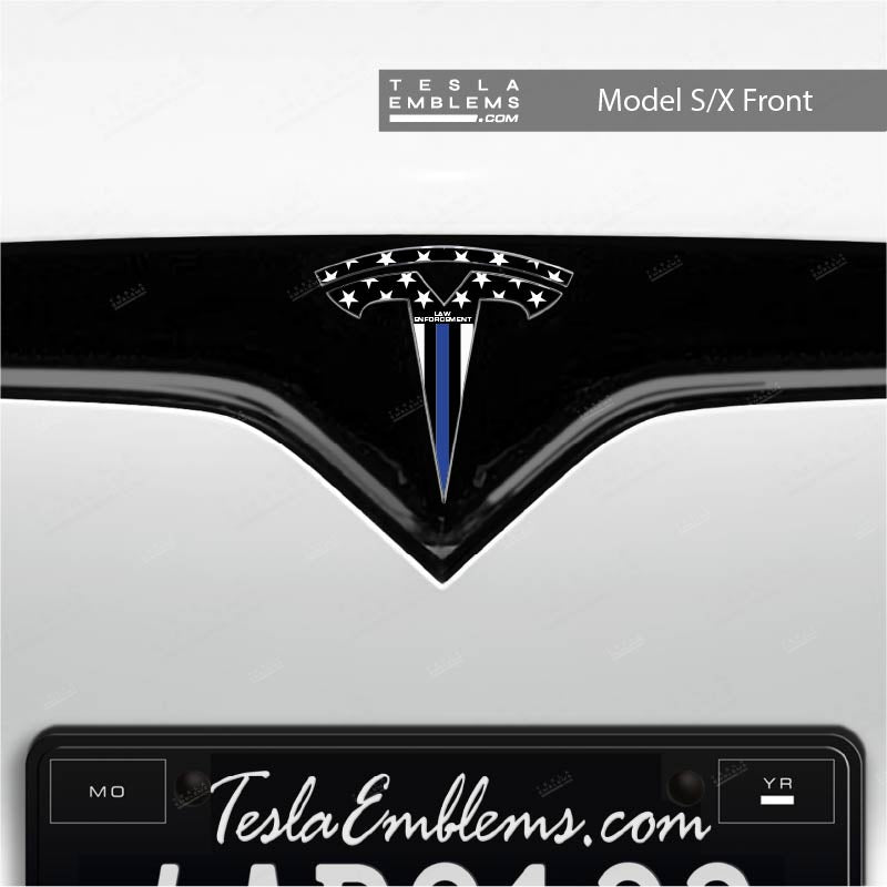 First Responders Law Enforcement Tesla Emblem Decals (Front + Back) - Tesla Emblems