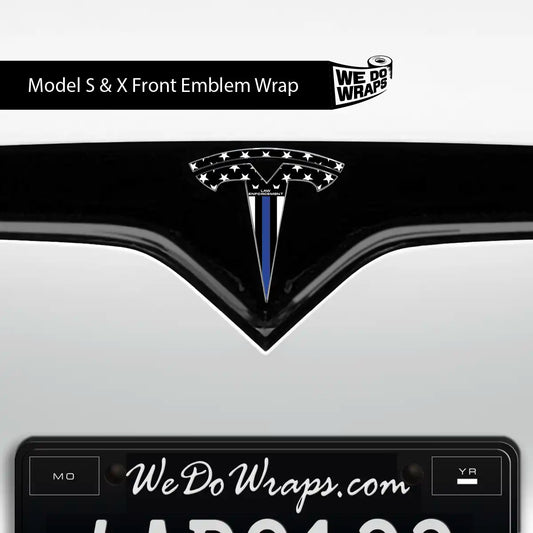 First Responders Law Enforcement Tesla Emblem Decals (Front + Back) | Model X - Tesla Emblems
