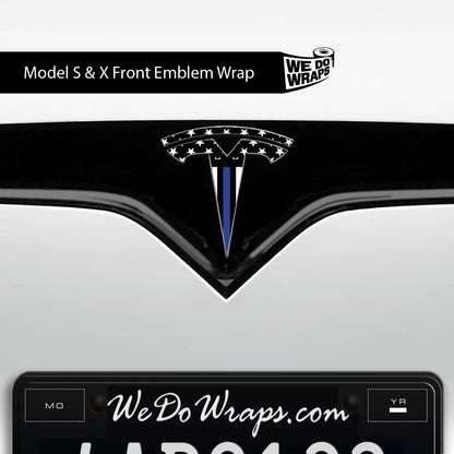 First Responders Law Enforcement Tesla Emblem Decals (Front + Back) | Model X - Tesla Emblems