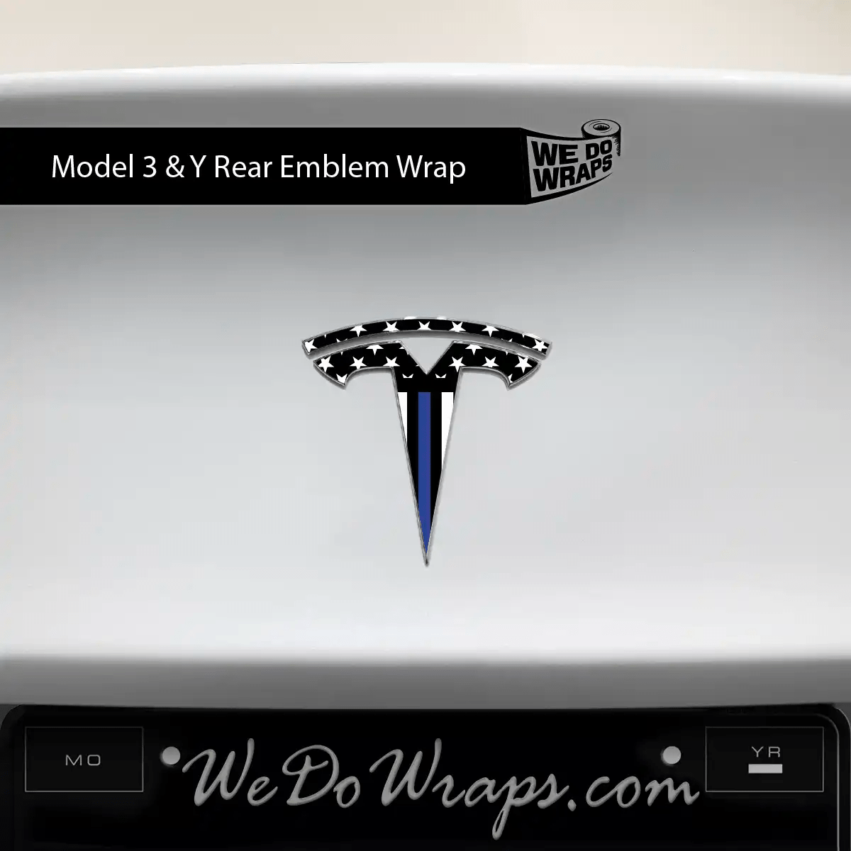 First Responders Law Enforcement Tesla Emblem Decals (Front + Back) | Model Y - Tesla Emblems