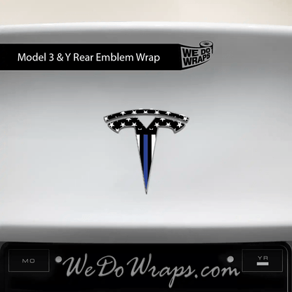 First Responders Law Enforcement Tesla Emblem Decals (Front + Back) | Model Y - Tesla Emblems