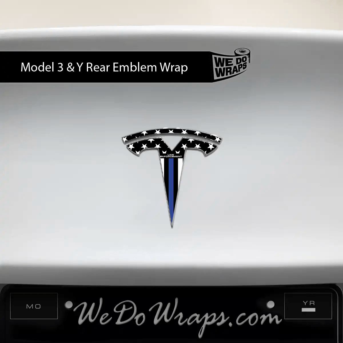 First Responders Law Enforcement Tesla Emblem Decals (Front + Back) | Model Y - Tesla Emblems