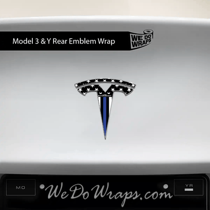 First Responders Law Enforcement Tesla Emblem Decals (Front + Back) | Model Y - Tesla Emblems