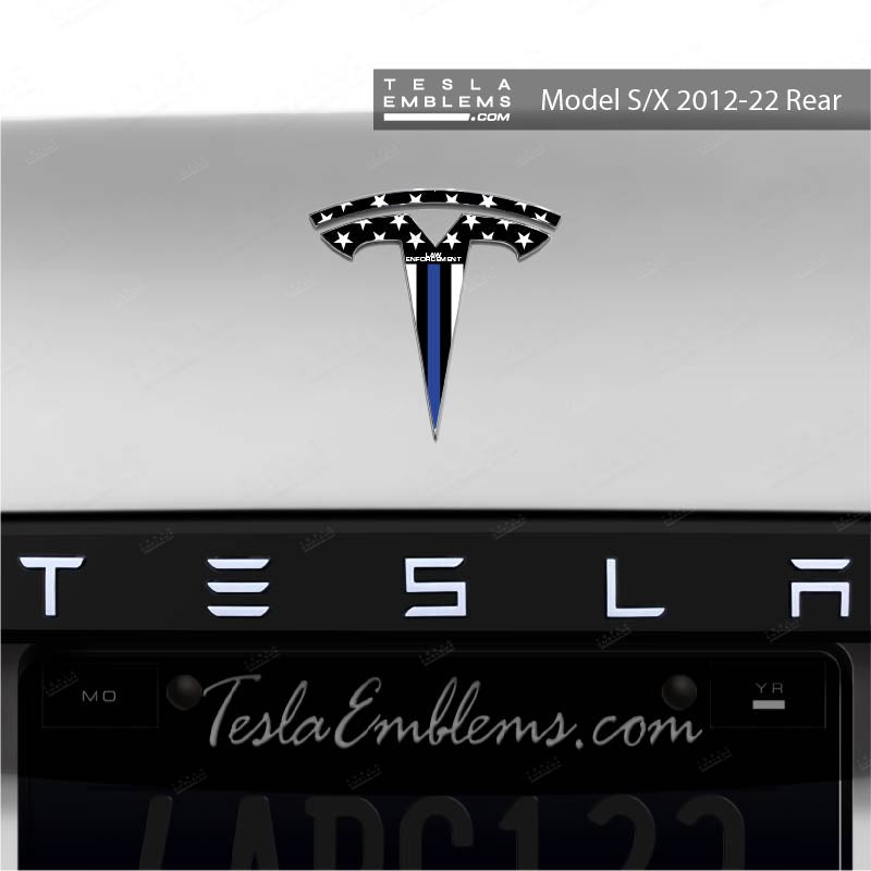 First Responders Law Enforcement Tesla Emblem Decals (Front + Back) - Tesla Emblems