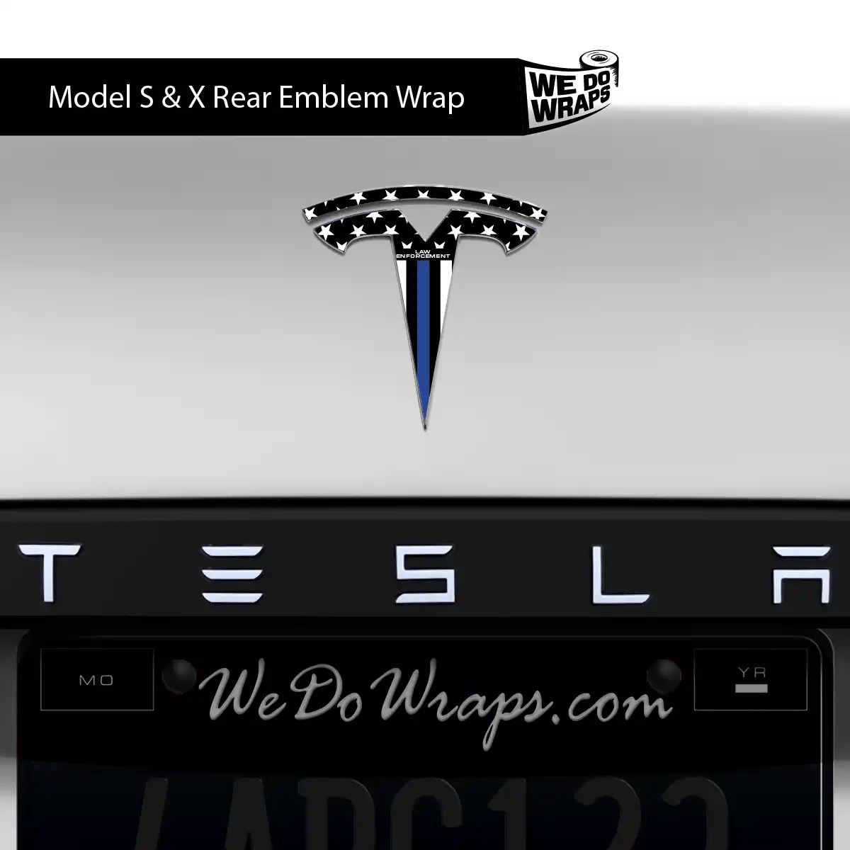 First Responders Law Enforcement Tesla Emblem Decals (Front + Back) | Model X - Tesla Emblems
