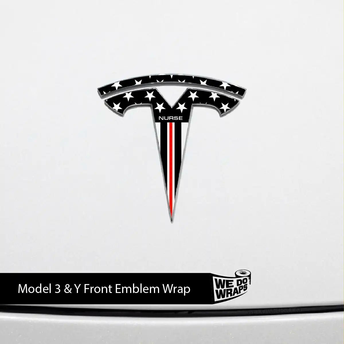 First Responders Nurse Tesla Emblem Decals (Front + Back) | Model Y - Tesla Emblems