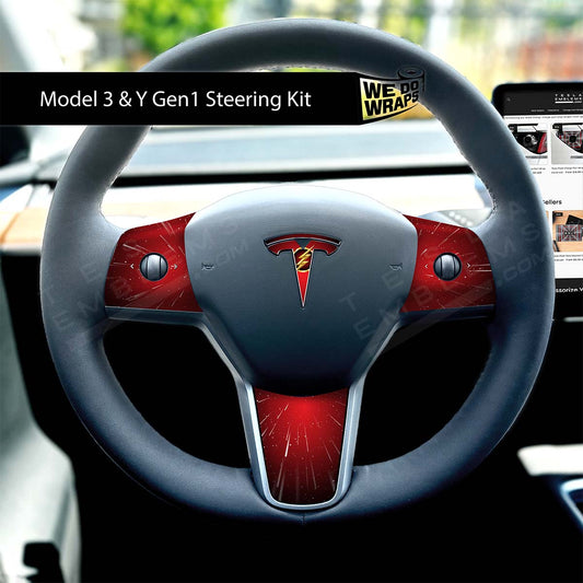 Flash Tesla Steering Wheel Trim Decal Kit (4pcs) | M3 2017 - Jan 2024 - Tesla Emblems